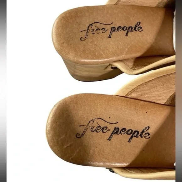 Free People Shoes Culver City Clogs Leather Camel Tan Boho Hippie Sz. 40 / 9-9.5 - Picture 12 of 15